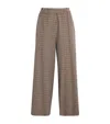 Weekend Max Mara Virgin Wool-cotton Houndstooth Trousers In Brown