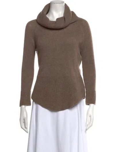 Pre-owned Weekend Max Mara Virgin Wool Cowl Neck Sweater In Brown