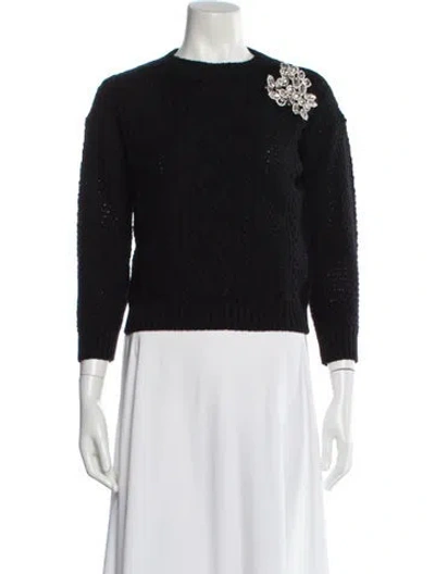 Pre-owned Weekend Max Mara Virgin Wool Crew Neck Sweater In Black
