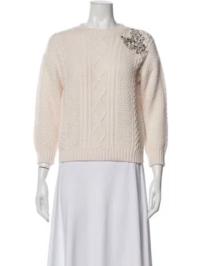 Pre-owned Weekend Max Mara Virgin Wool Crew Neck Sweater In Neutral