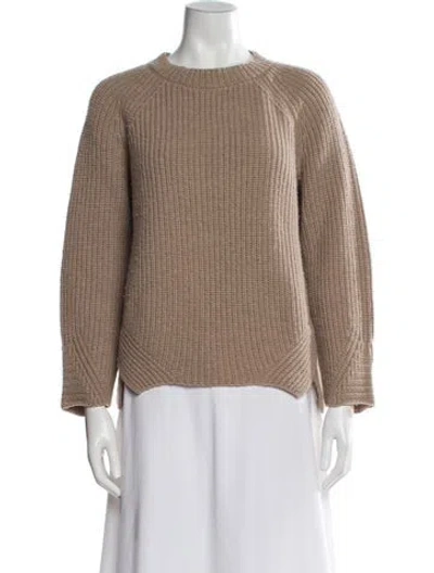 Pre-owned Weekend Max Mara Virgin Wool Crew Neck Sweater In Neutral