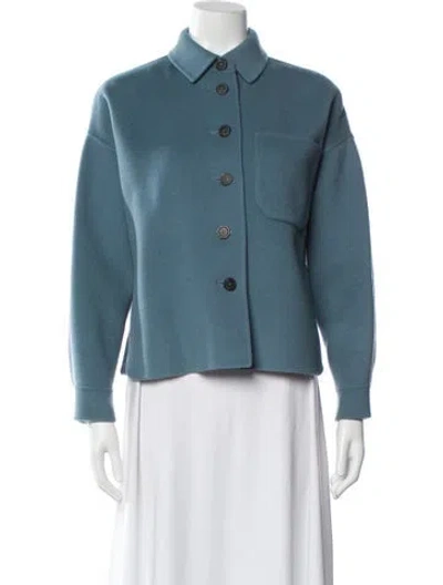 Pre-owned Weekend Max Mara Virgin Wool Denim Jacket In Blue