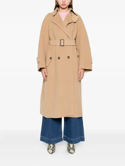 Weekend Max Mara Virgin Wool Double-breasted Coat In Brown
