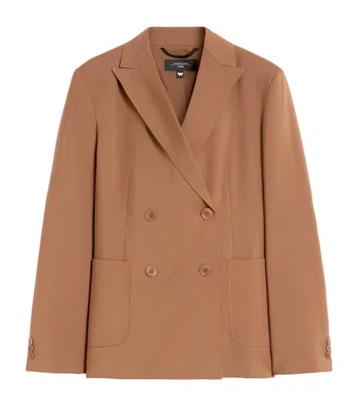 Weekend Max Mara Virgin Wool Double-breasted Blazer In Brown