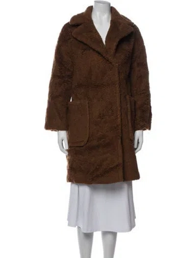 Pre-owned Weekend Max Mara Virgin Wool Faux Fur Coat In Brown