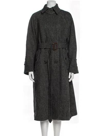 Pre-owned Weekend Max Mara Virgin Wool Faux Fur Coat In Gray