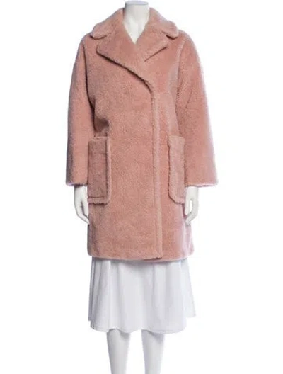 Pre-owned Weekend Max Mara Virgin Wool Faux Fur Coat In Pink