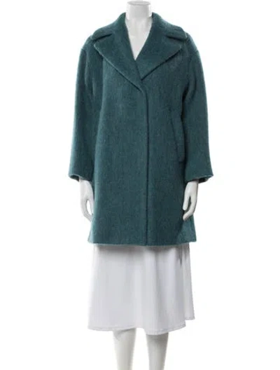 Pre-owned Weekend Max Mara Virgin Wool Faux Fur Coat W/ Tags In Blue