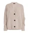 Weekend Max Mara Virgin Wool Fringe Cardigan In Sand