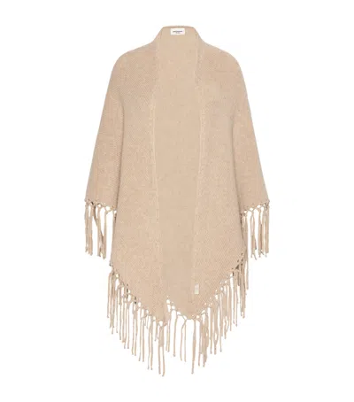 Weekend Max Mara Virgin Wool Fringed Shawl In Neutral