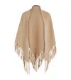 Weekend Max Mara Virgin Wool Fringed Shawl In Brown