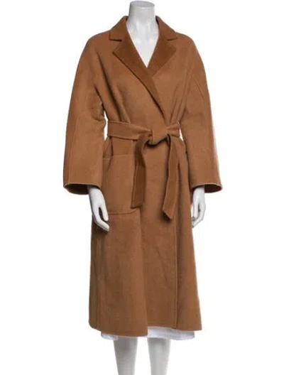 Pre-owned Weekend Max Mara Virgin Wool Fur Coat In Brown