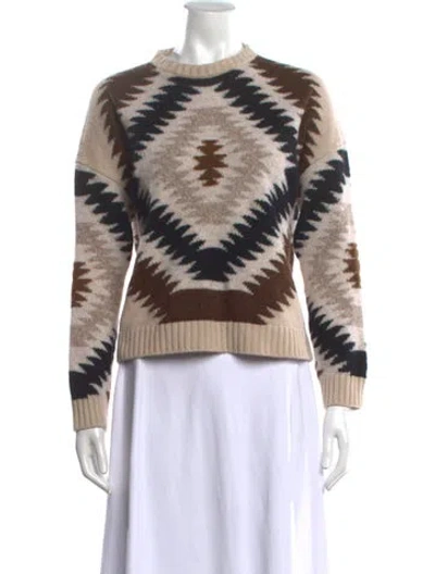 Pre-owned Weekend Max Mara Virgin Wool Graphic Print Sweater In Brown