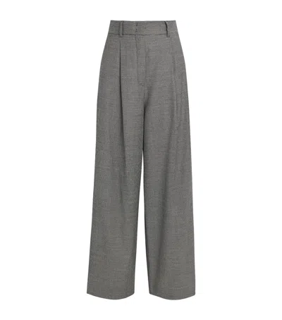 Weekend Max Mara Virgin Wool Houndstooth Tailored Trousers In Black
