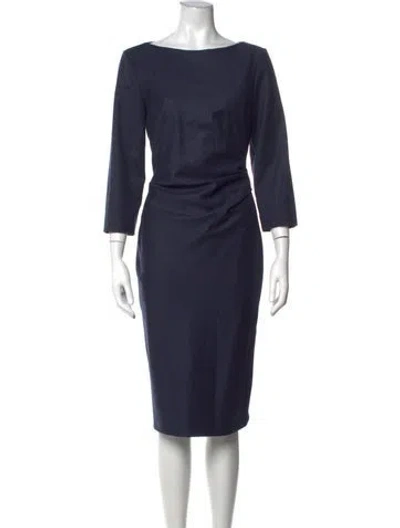 Pre-owned Weekend Max Mara Virgin Wool Knee-length Dress In Blue