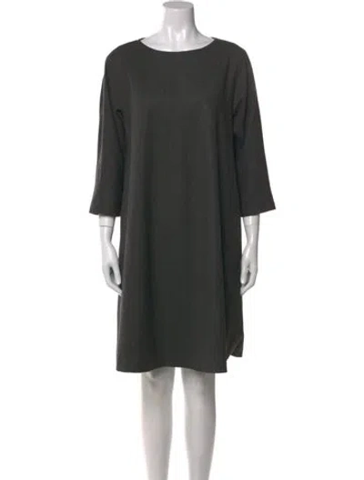 Pre-owned Weekend Max Mara Virgin Wool Knee-length Dress In Gray