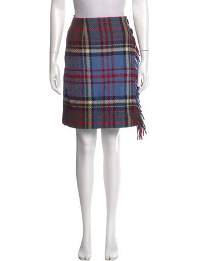 Pre-owned Weekend Max Mara Virgin Wool Knee-length Skirt In Blue