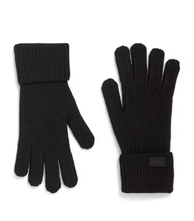 Weekend Max Mara Virgin Wool Logo Gloves In Black