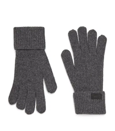 Weekend Max Mara Virgin Wool Logo Gloves In Grey