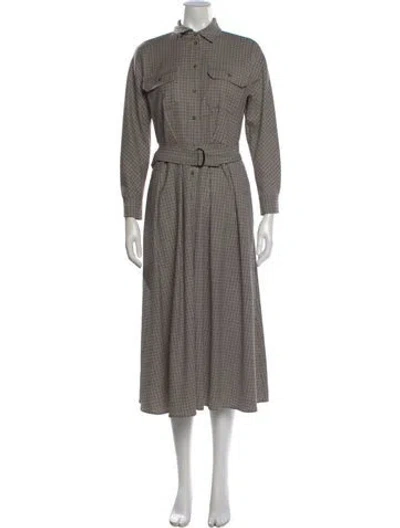 Pre-owned Weekend Max Mara Virgin Wool Long Dress In Brown