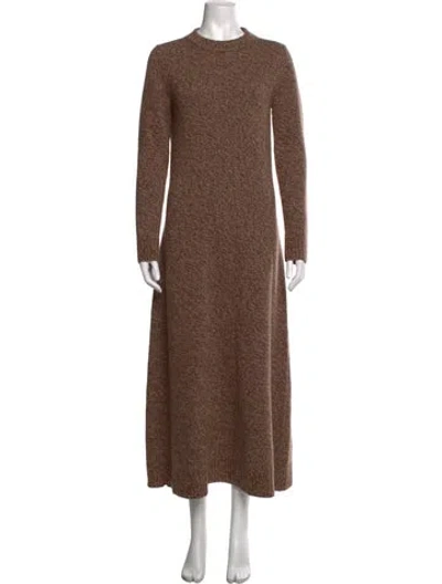 Pre-owned Weekend Max Mara Virgin Wool Long Dress In Brown