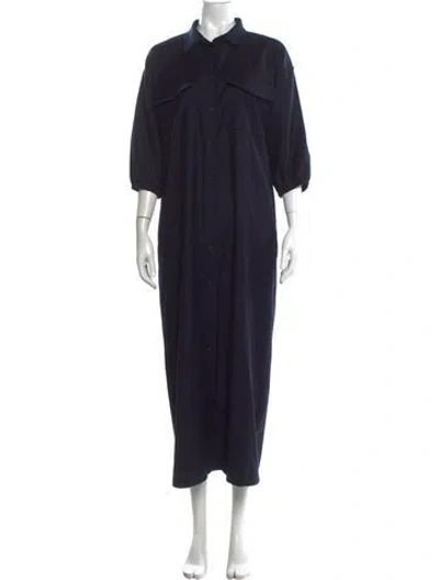 Pre-owned Weekend Max Mara Virgin Wool Long Dress W/ Tags In Blue
