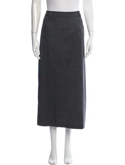 Pre-owned Weekend Max Mara Virgin Wool Long Skirt In Gray