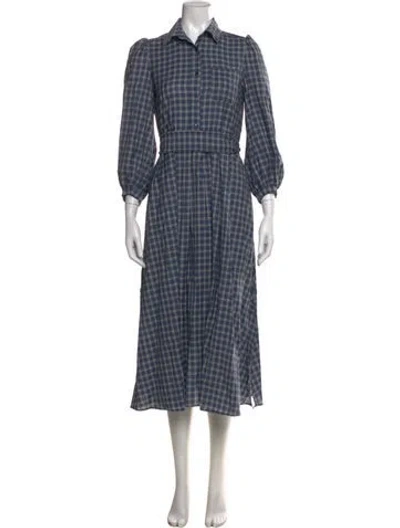 Pre-owned Weekend Max Mara Virgin Wool Midi Length Dress In Blue