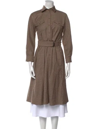 Pre-owned Weekend Max Mara Virgin Wool Midi Length Dress In Brown