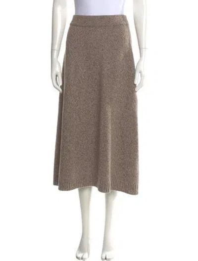 Pre-owned Weekend Max Mara Virgin Wool Midi Length Skirt In Brown