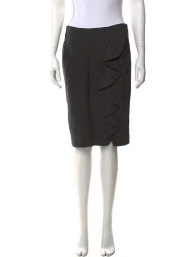 Pre-owned Weekend Max Mara Virgin Wool Midi Length Skirt In Grey