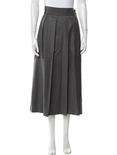 Pre-owned Weekend Max Mara Virgin Wool Midi Length Skirt In Grey