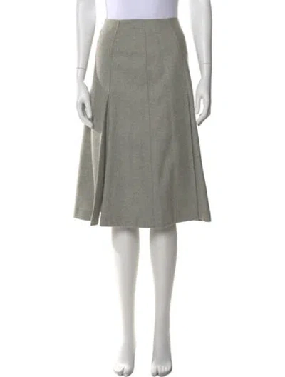 Pre-owned Weekend Max Mara Virgin Wool Midi Length Skirt In Neutral