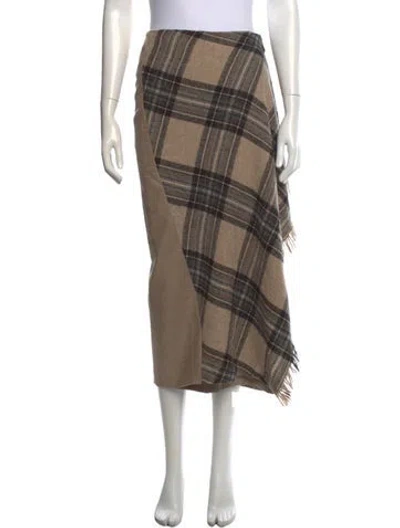 Pre-owned Weekend Max Mara Virgin Wool Midi Length Skirt W/ Tags In Brown