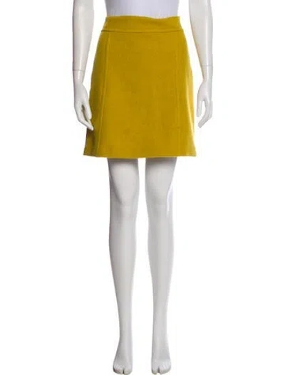 Pre-owned Weekend Max Mara Virgin Wool Midi Length Skirt In Yellow