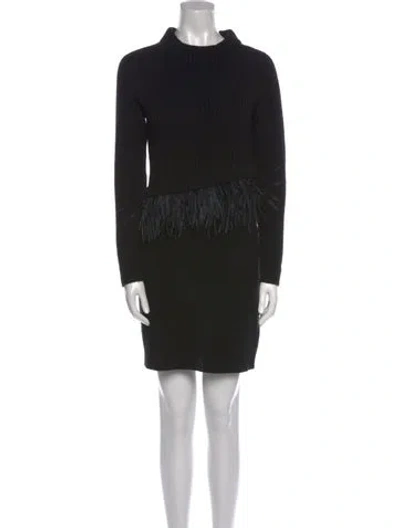 Pre-owned Weekend Max Mara Virgin Wool Mini Dress In Black