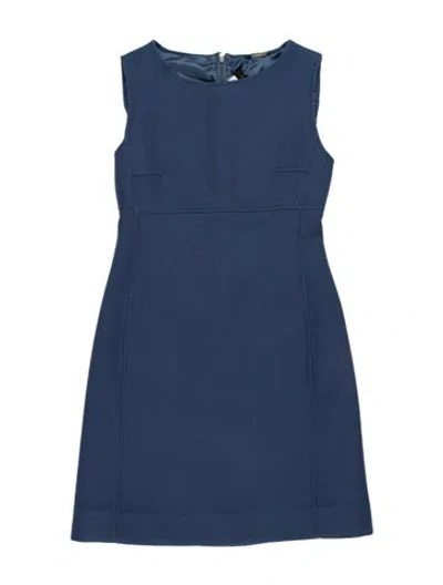 Pre-owned Weekend Max Mara Virgin Wool Mini Dress In Blue