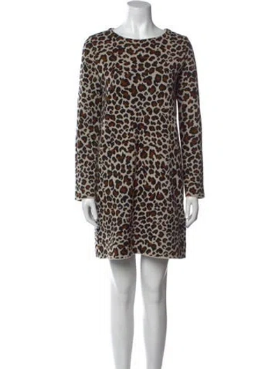 Pre-owned Weekend Max Mara Virgin Wool Mini Dress In Brown