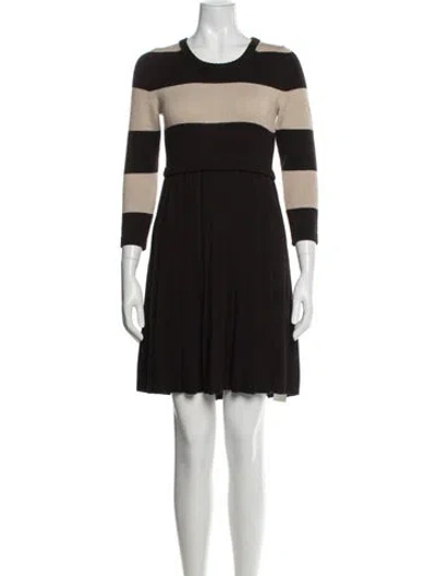 Pre-owned Weekend Max Mara Virgin Wool Mini Dress In Brown