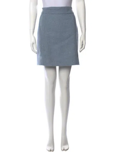 Pre-owned Weekend Max Mara Virgin Wool Mini Skirt In Blue