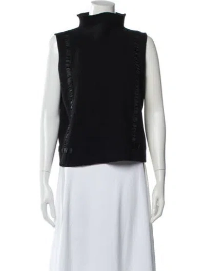 Pre-owned Weekend Max Mara Virgin Wool Mock Neck Sweater In Black