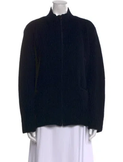 Pre-owned Weekend Max Mara Virgin Wool Mock Neck Sweater In Blue