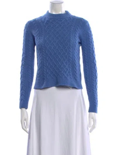 Pre-owned Weekend Max Mara Virgin Wool Mock Neck Sweater In Blue