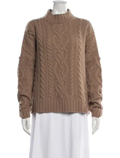Pre-owned Weekend Max Mara Virgin Wool Mock Neck Sweater In Brown