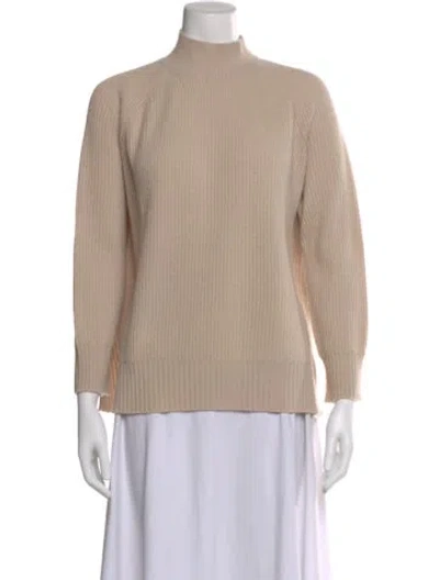 Pre-owned Weekend Max Mara Virgin Wool Mock Neck Sweater In Neutral