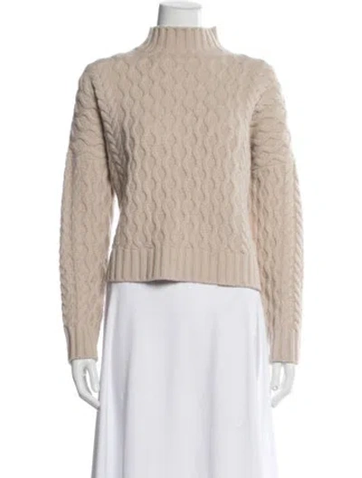 Pre-owned Weekend Max Mara Virgin Wool Mock Neck Sweater In Neutral