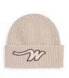 Weekend Max Mara Virgin Wool Monogram Beanie In White