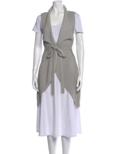 Pre-owned Weekend Max Mara Virgin Wool Open Front Sweater In Gray