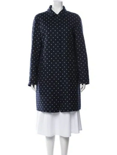 Pre-owned Weekend Max Mara Virgin Wool Patterned Coat In Blue