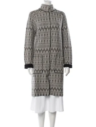 Pre-owned Weekend Max Mara Virgin Wool Patterned Jacket In White